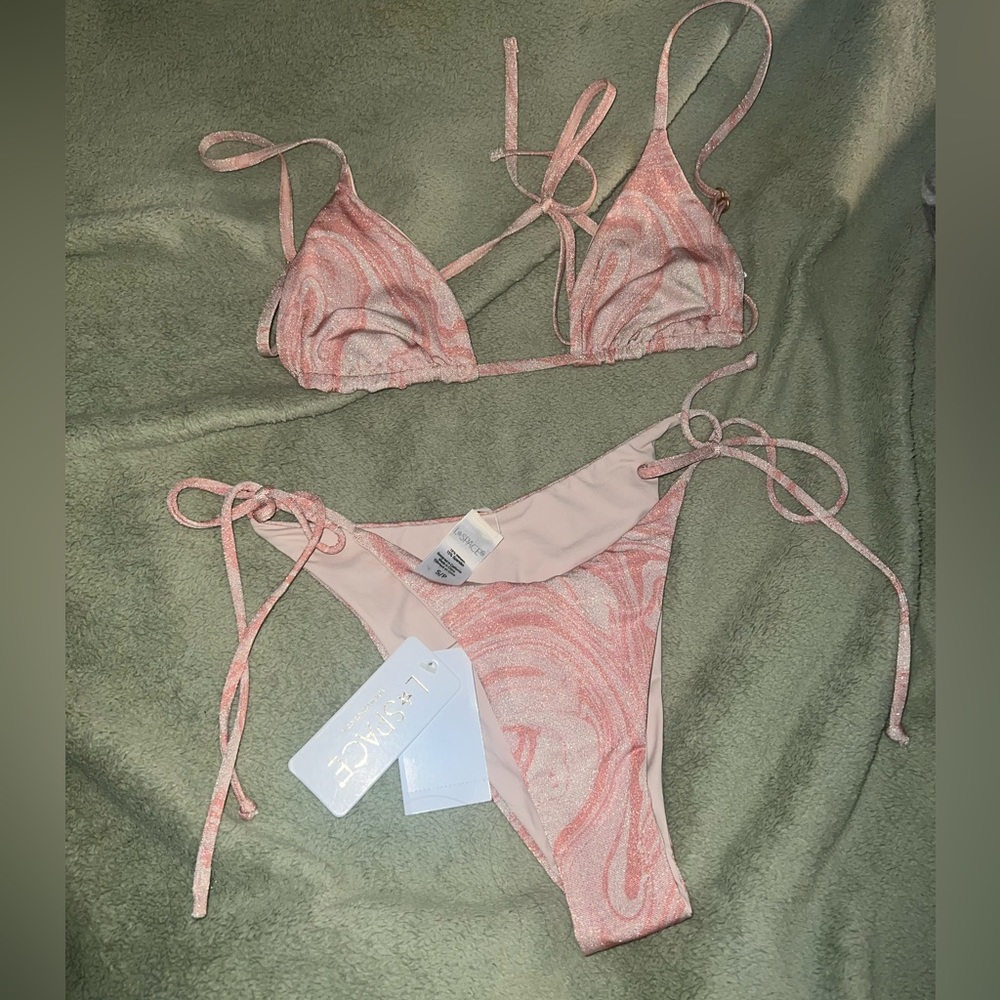NEW L SPACE BIKINI- shimmery orange tie dye swirl